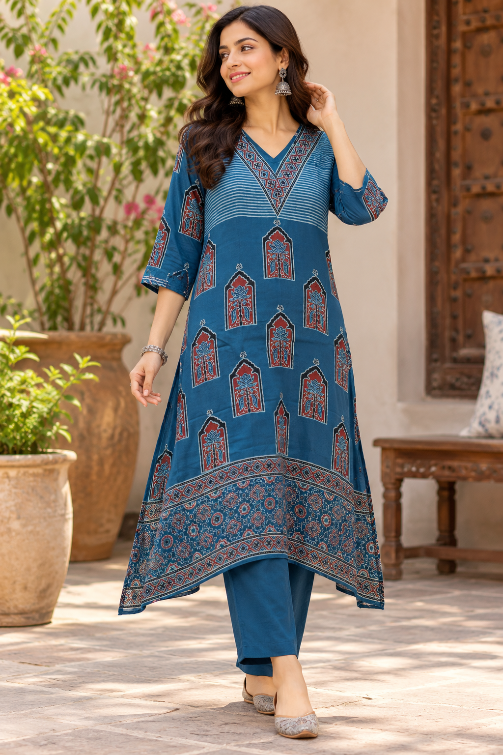 Beautiful Ajrakh Modal Silk kurta