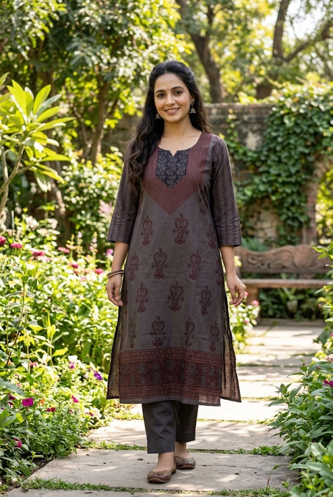 Beautiful Hand Block Printed Bagh cotton  Kurta - Size 40