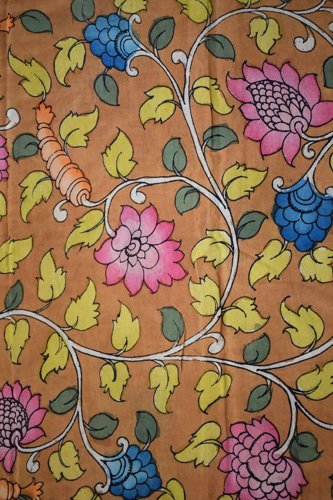 Beautiful Hand Painted Pen Kalamkari Chanderi Fabric - 2.5 mtrs cut