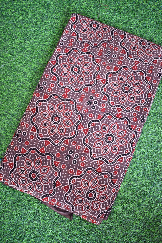 Ajrakh Hand Block Printed Cotton Fabric - 2.5 & 3 mtr option
