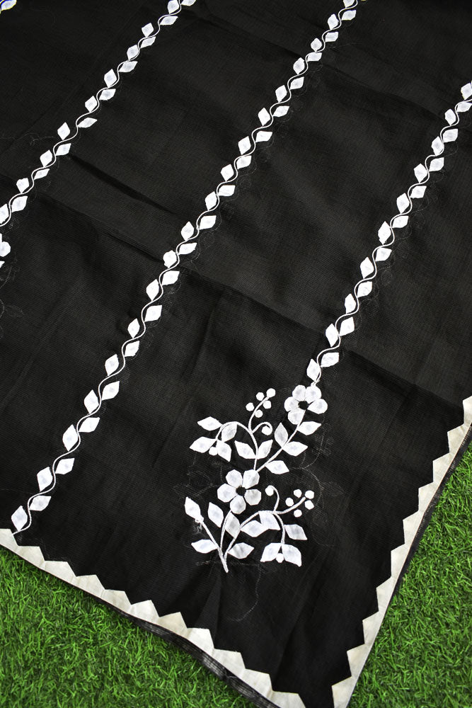 Handcrafted Phool Patti Applique & Hand Crochet work Kota cotton dupatta
