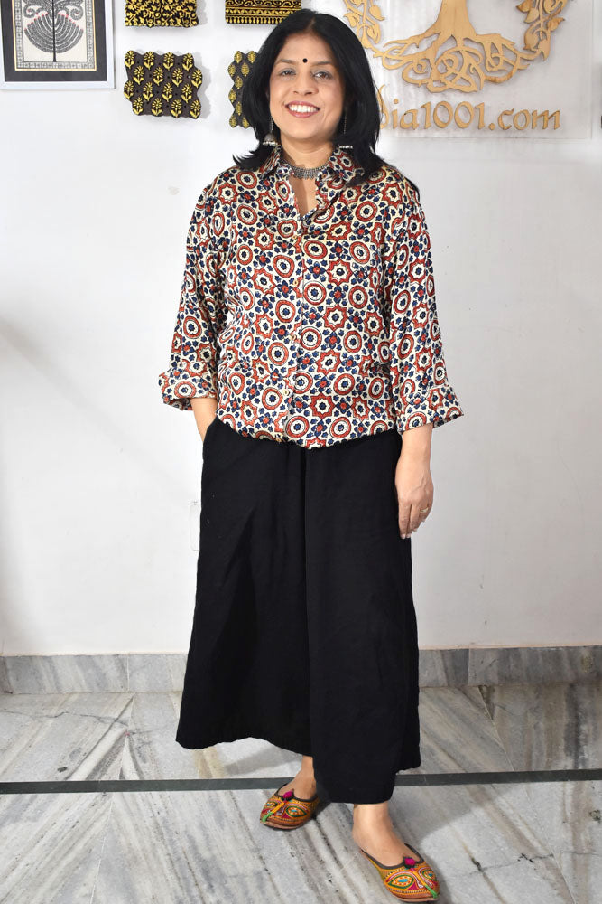 Beautiful Ajrakh Modal Silk Shirt size - 38 - 46