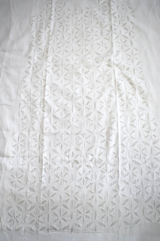 Hand Applique Work Cotton kurta fabric - Milky white