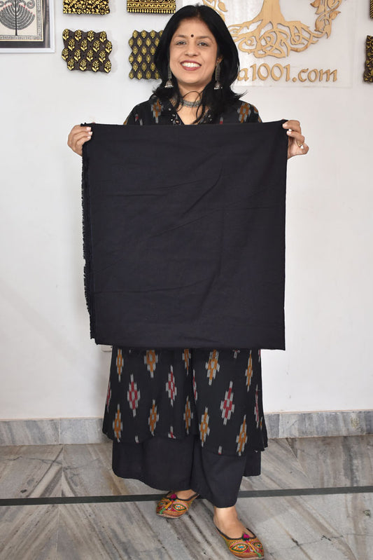 Handwoven cotton fabric - Black color