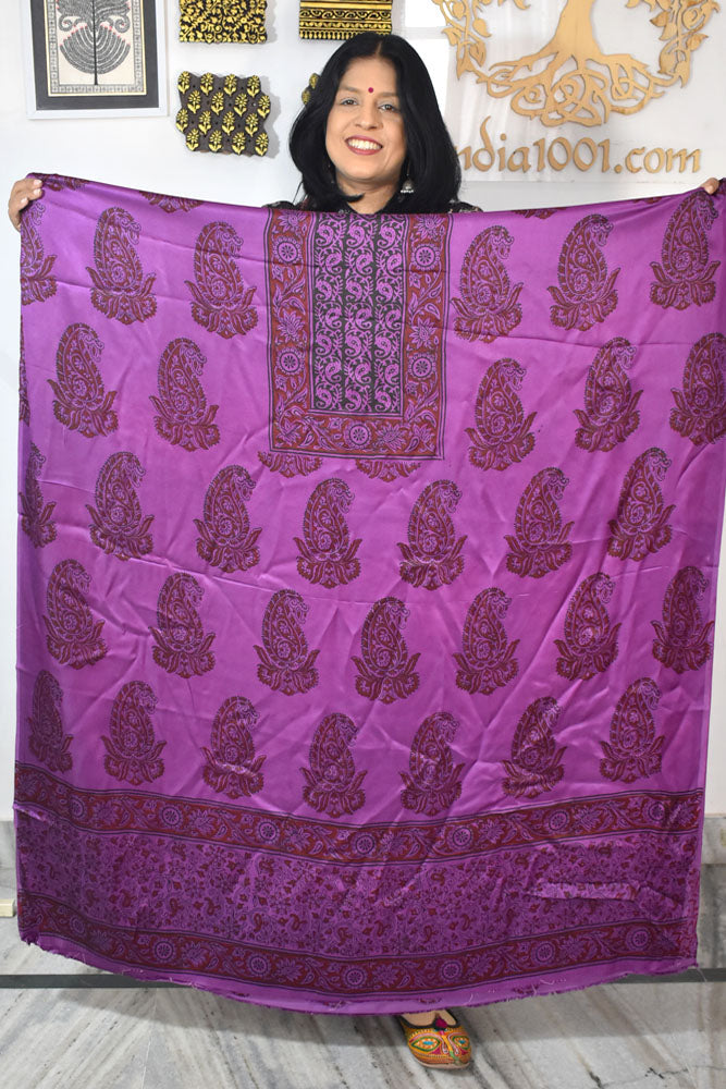 Designer Modal Silk Bagh Hand Block Print  Kurta Fabric - 2.5 mtrs cut