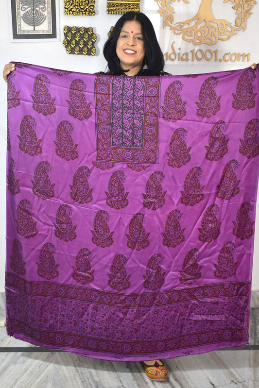 Designer Modal Silk Bagh Hand Block Print  Kurta Fabric - 2.5 mtrs cut