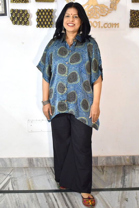 Beautiful Ajrakh Modal Silk Shirt size - Free size
