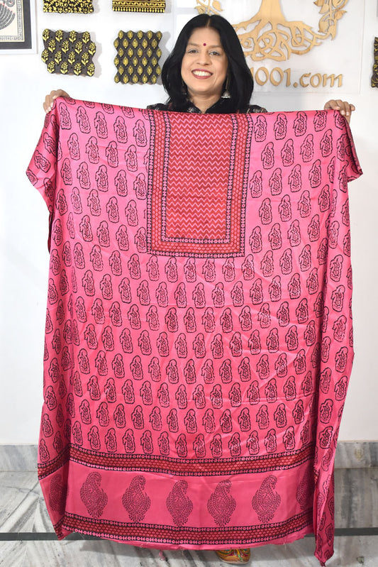 Designer Modal Silk Bagh Hand Block Print  Kurta Fabric - 2.5 mtrs cut