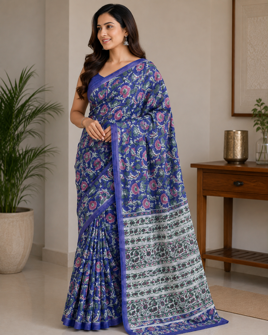 Elegant Hand Block Printed Georgette saree