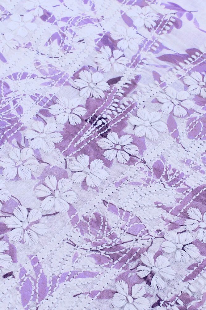 Beautiful Hand Embroidered Lucknow Chikankari Work Cotton Fabric( kurta fabric only)