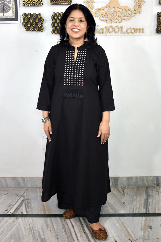 Designer Cotton Kurta & Pant Sets with Mirror & Tassel Details - Size 38 to 46 ( all sizes)