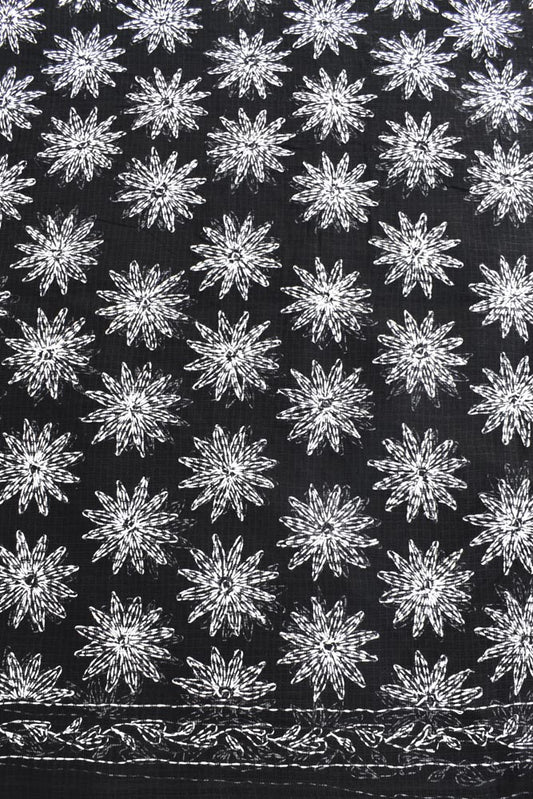 Hand Embroidered Chikankari Tepchi work Kota Doria fabric - (2.8 mtrs )