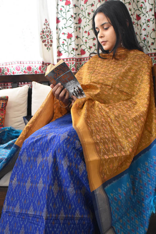 Handwoven Ikkat Silk Cotton Kurta fabric & dupatta Set