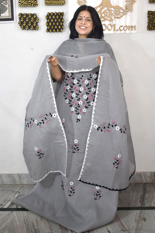 Elegant Kota Kurta & Dupatta set with Hand done Heavy Phool patti work & Cotton Bottom