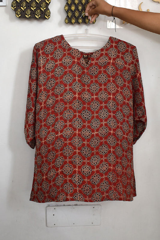 Beautiful Ajrakh Modal Silk Kaftan - 38 - 44