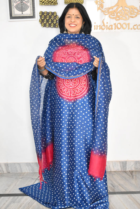 Premium Chanderi Silk Cotton Kurta dupatta sets with Bandhani Work