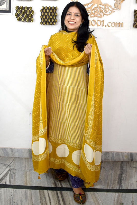 Beautiful Hand Block Printed Modal Silk 3 piece set