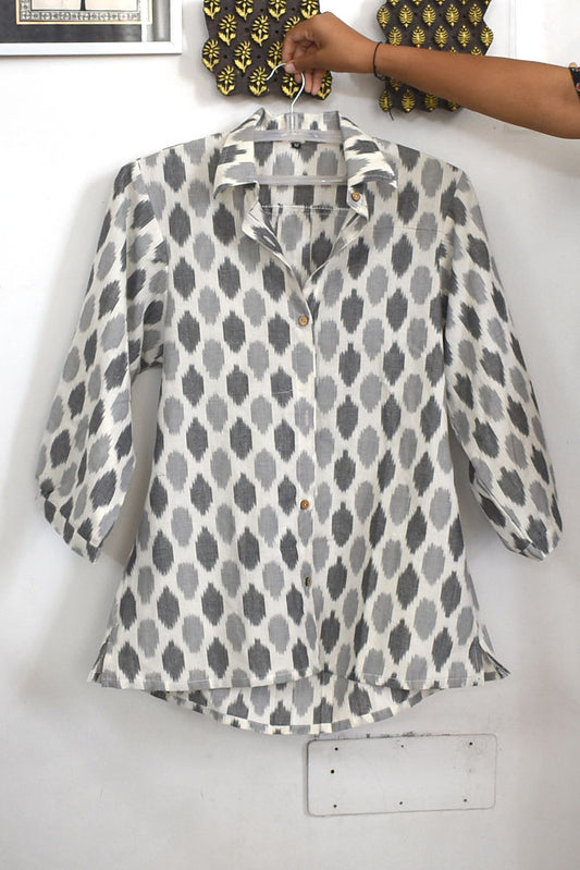 Designer Handwoven Ikkat pure cotton Shirt - Size 38 to 46 ( all sizes)