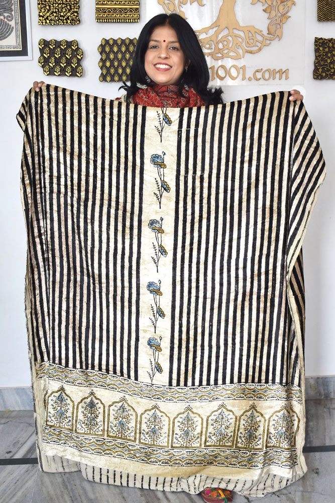 Ajrakh Velvet kurta fabric
