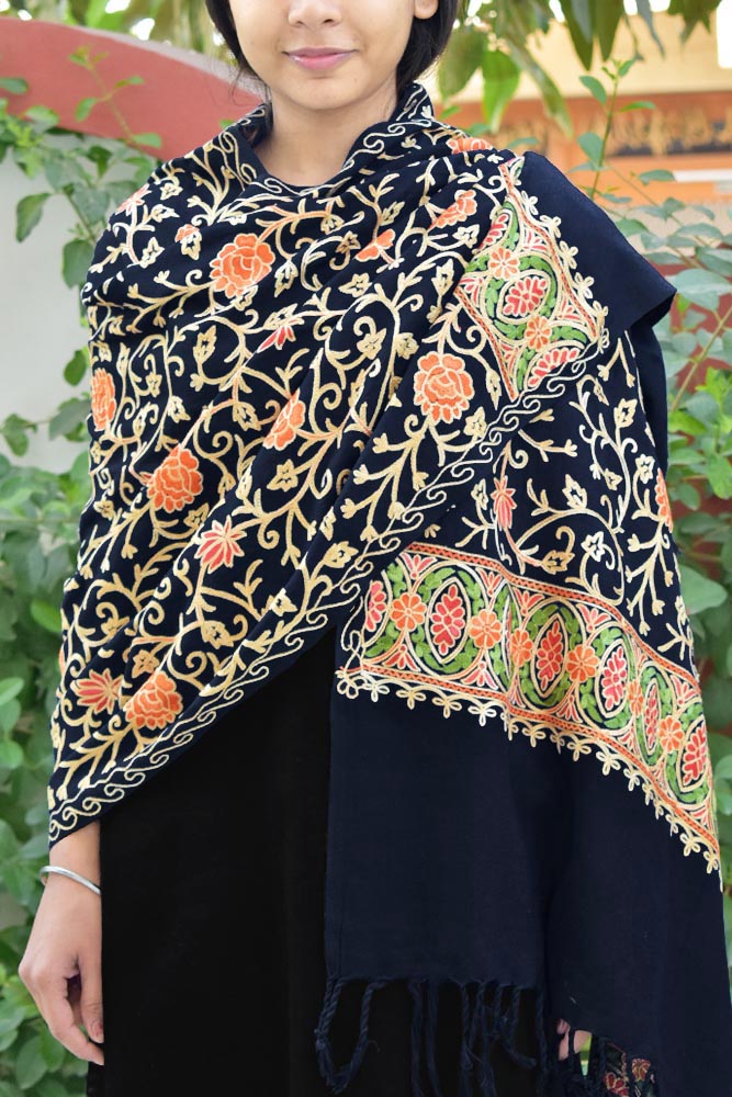Beautiful Aari work Woolen stole