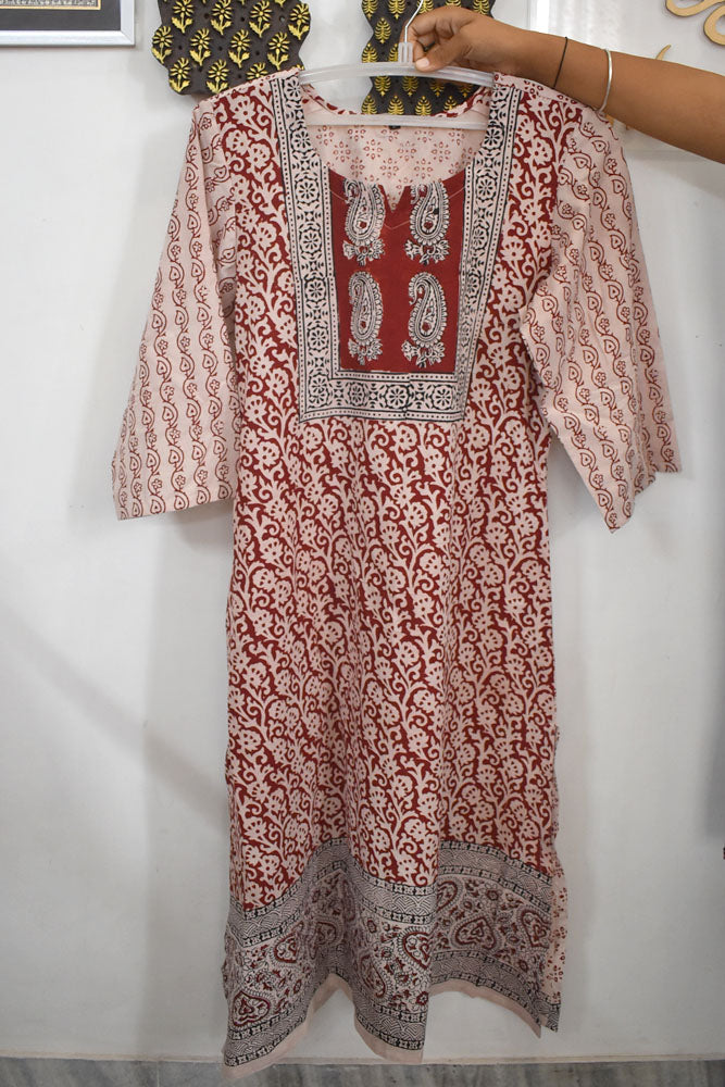 Beautiful Hand Block Printed Bagh cotton Short Kurta - 40