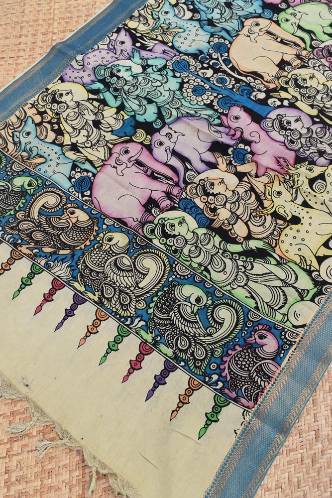Beautiful Bangalore Cotton Silk Pen Kalamkari Dupatta