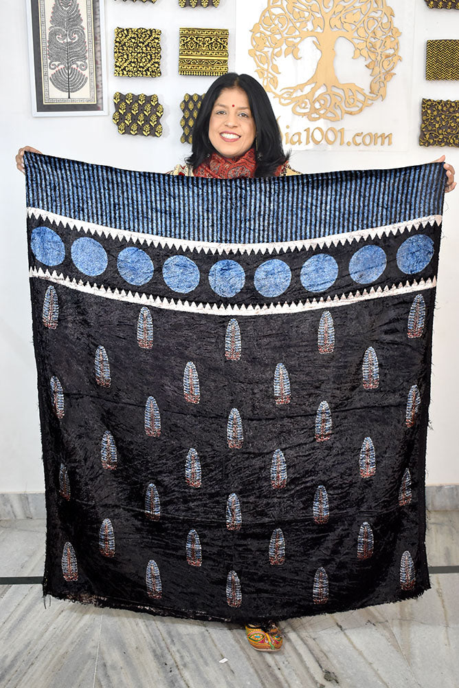 Ajrakh Velvet kurta fabric