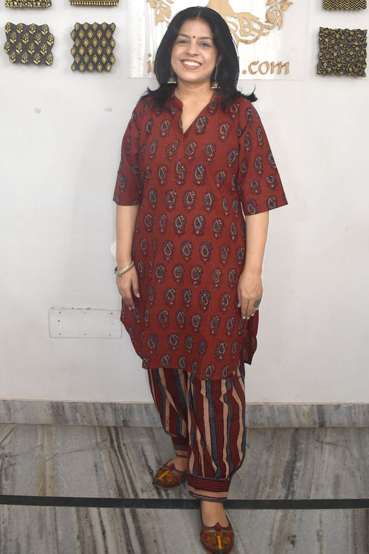 Elegant Hand Block Printed Cotton Set Kurta & Pant