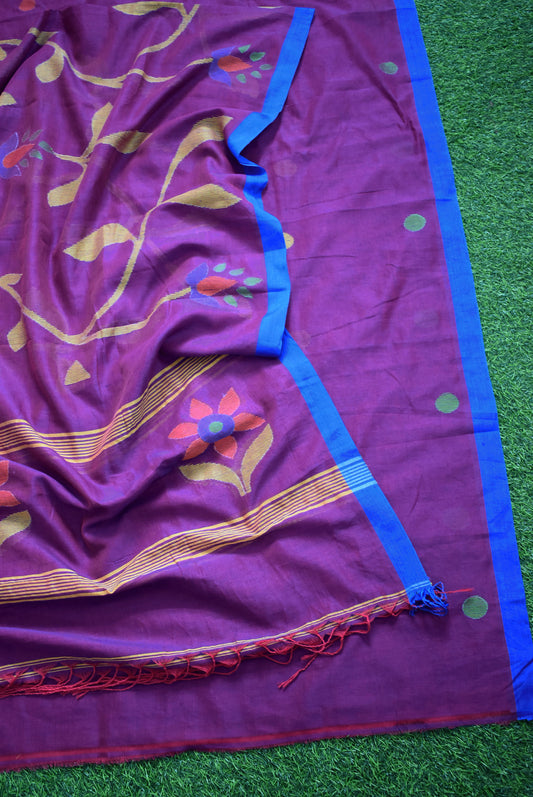 Kalakriti : Beautiful Hand Woven Soft Cotton Jamdani Kurta Fabric & Heavy Woven Dupatta set