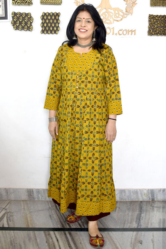 Designer Hand Block Printed Ajrakh cotton Kurta