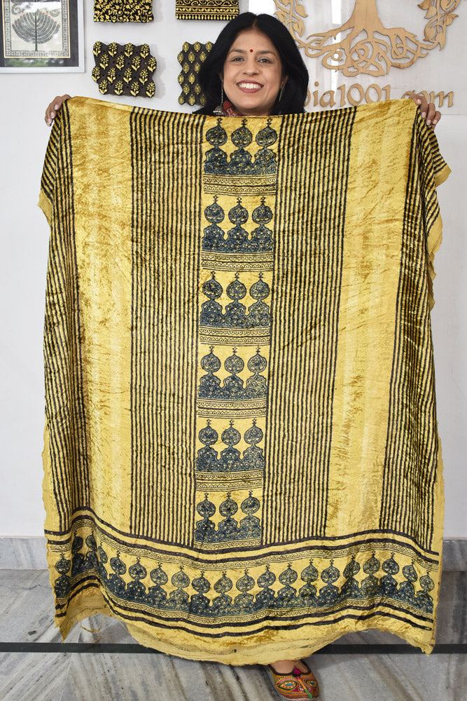 Ajrakh Velvet kurta fabric