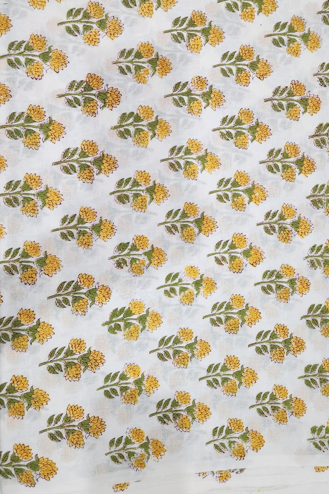 5 mtr cut for Co-ord Sets / Suits - Hand Block Printed Running Soft Cotton Fabric