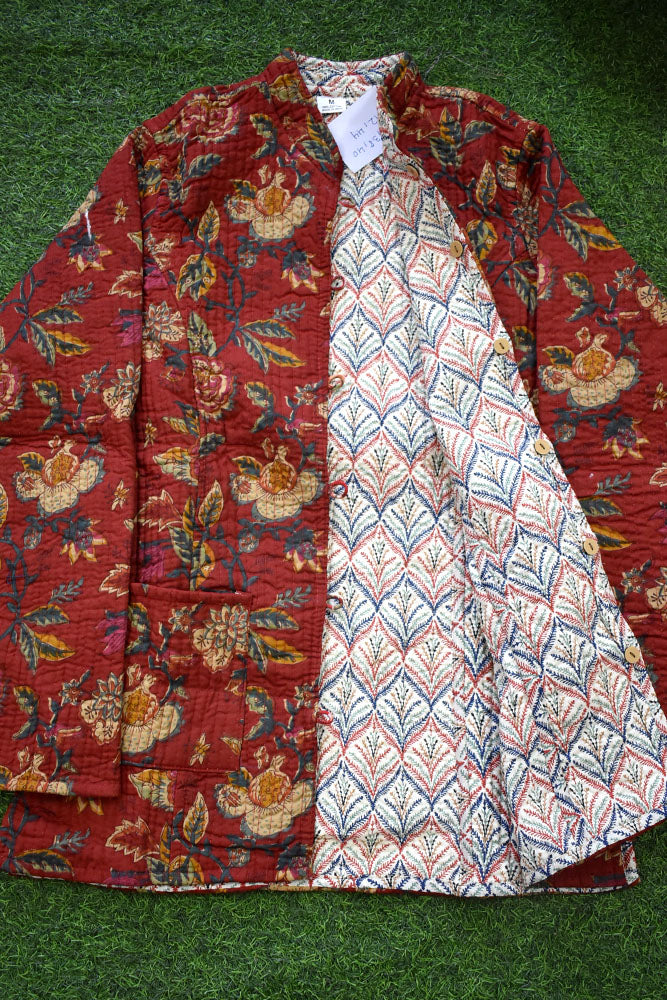 Block Print Quilted Reversible cotton jacket - Size  36-46