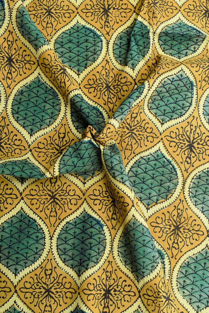 Ajrakh Hand Block Printed Cotton Cut ( blouse) Fabric