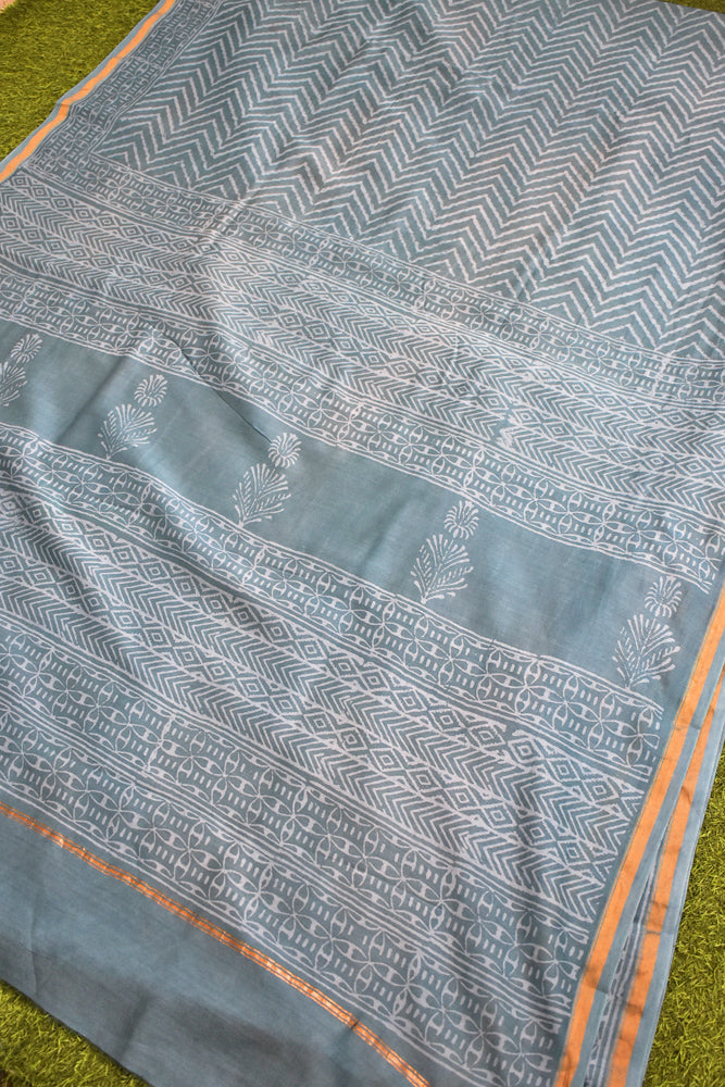 Beautiful Hand Block Printed Chanderi Silk Cotton Saree