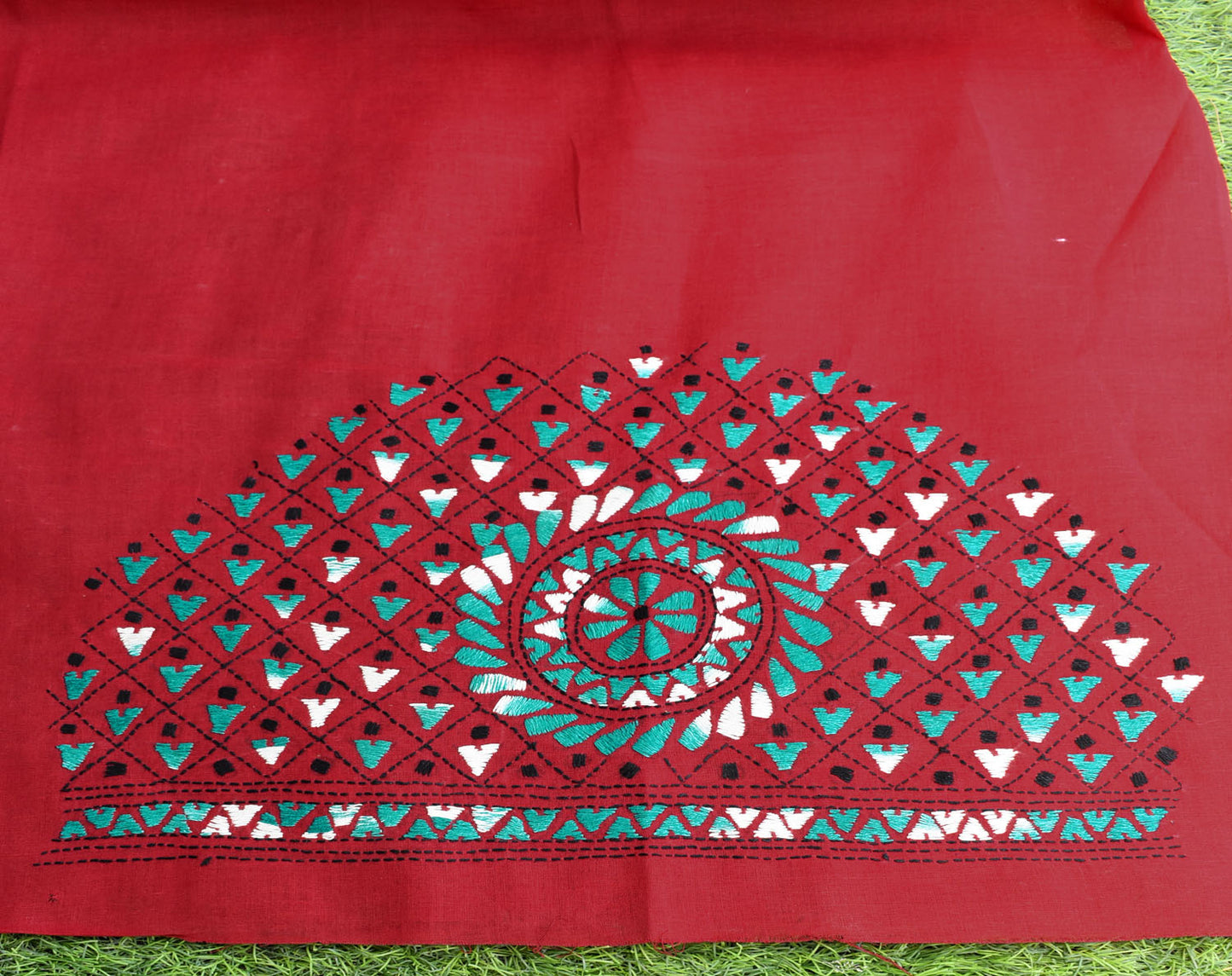 Cotton Blouse fabric with Hand Kantha work