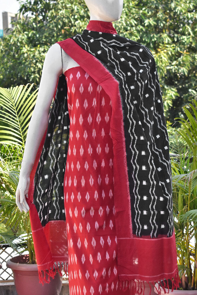 Handwoven Double Ikkat Cotton dupatta with Woven Ikkat Cotton Kurta & Cotton bottom fabric