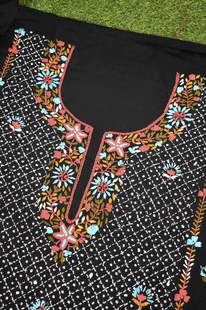 Elegant Intricate Handcrafted cotton unstitched suit fabric with embroidery