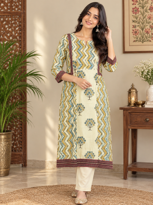 Designer Ajrakh Cotton Kurta - Size 38 to 44 ( all sizes)