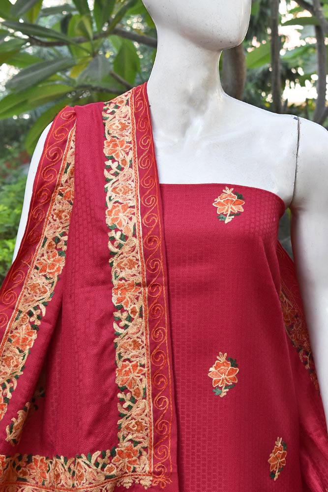 Beautiful woolen suit with Embroidery & Embroidered Woolen Stole
