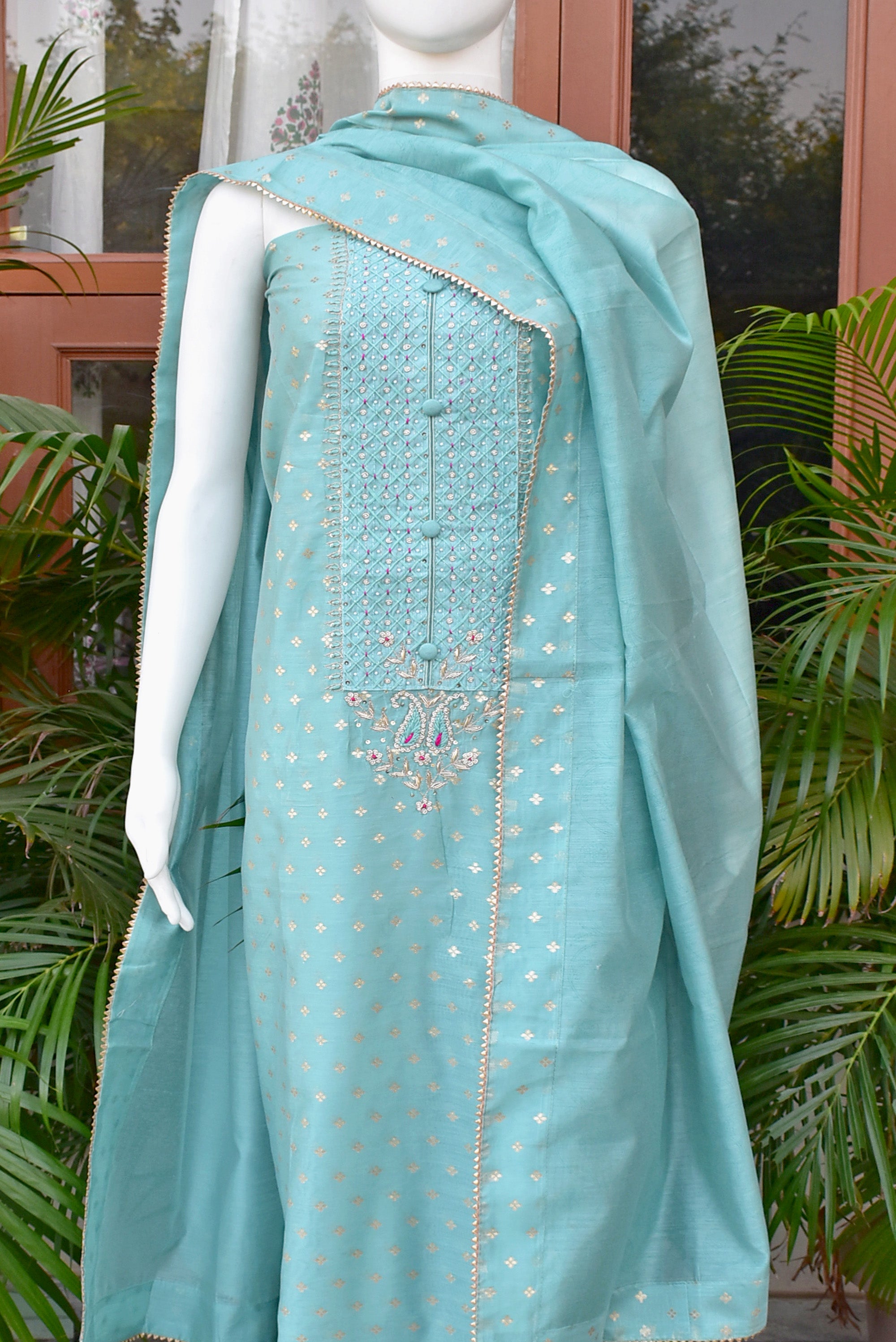 Buy Yellow & Multicolor Floral Print Chanderi Suit Set Online – TradeUNO  Fabrics
