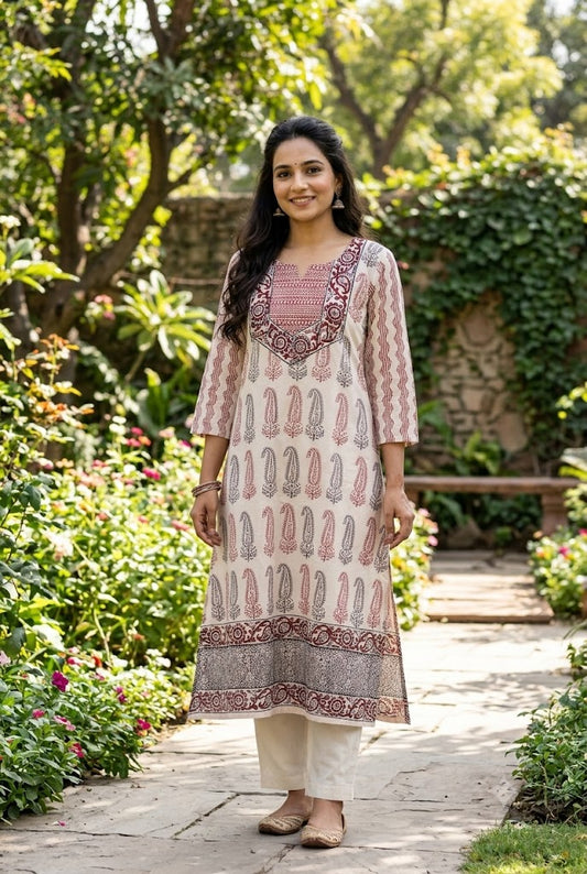 Beautiful Hand Block Printed Bagh cotton  Kurta - Size 38