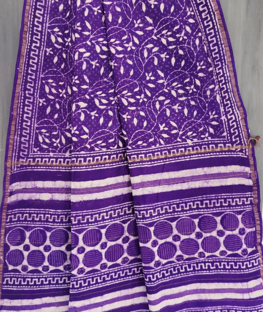 Beautiful Hand Block Printed Chanderi Silk Cotton Saree