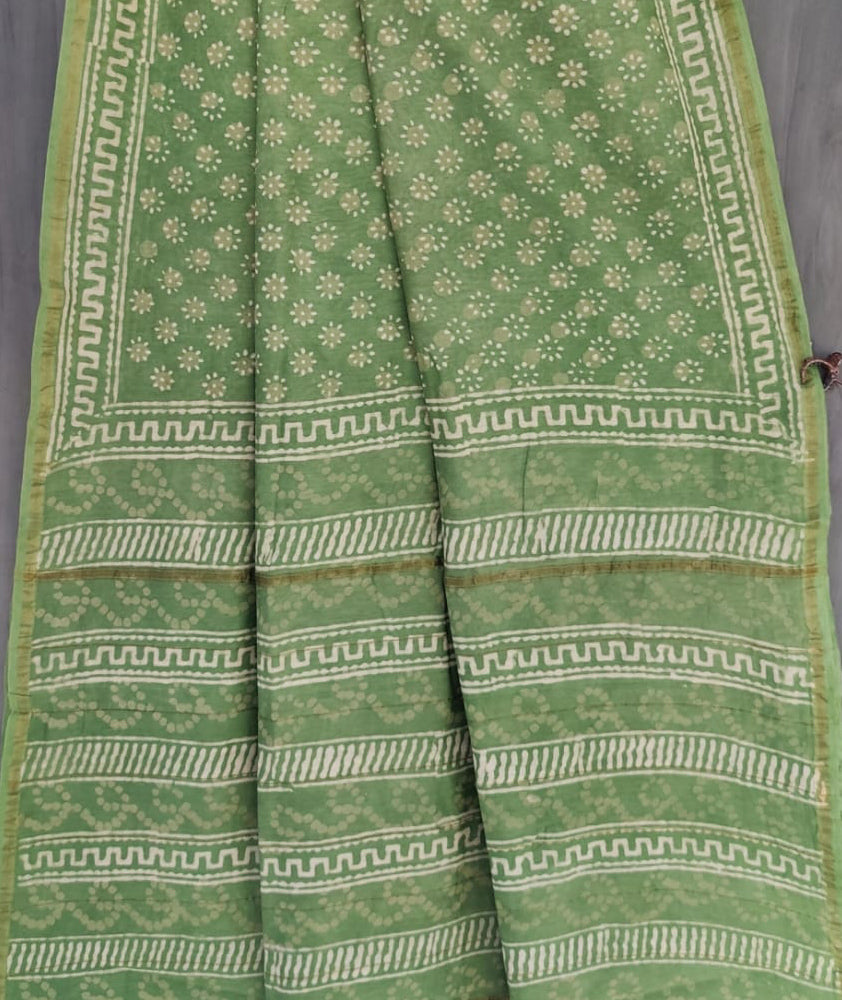 Beautiful Hand Block Printed Chanderi Silk Cotton Saree