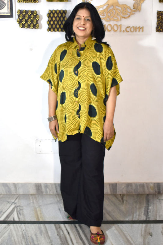 Beautiful Ajrakh Modal Silk Shirt size - Free size