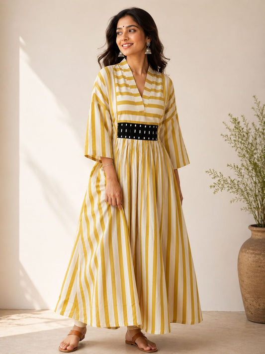 Designer Hand Block Printed cotton Kurta With Mirror Work - Size 38 to 48 ( all sizes)