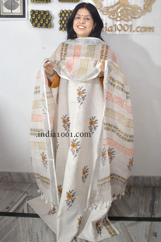 Elegant Linen cotton Kurta Fabric and Linen Dupatta set