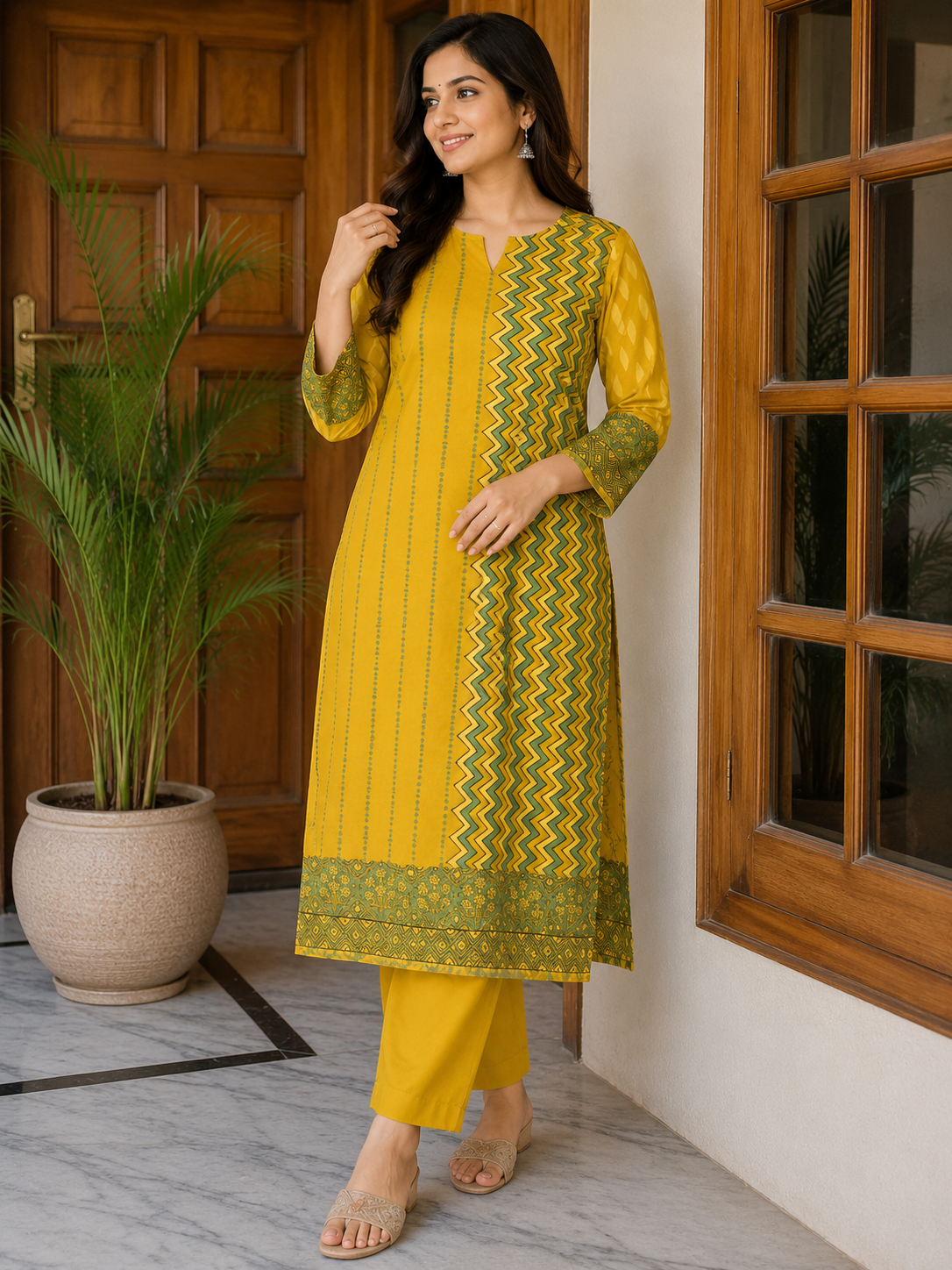 Designer Ajrakh Hand Block Printed cotton Kurta - Size 38 to 46 ( all sizes)
