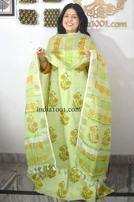 Elegant Linen cotton Kurta Fabric and Linen Dupatta set