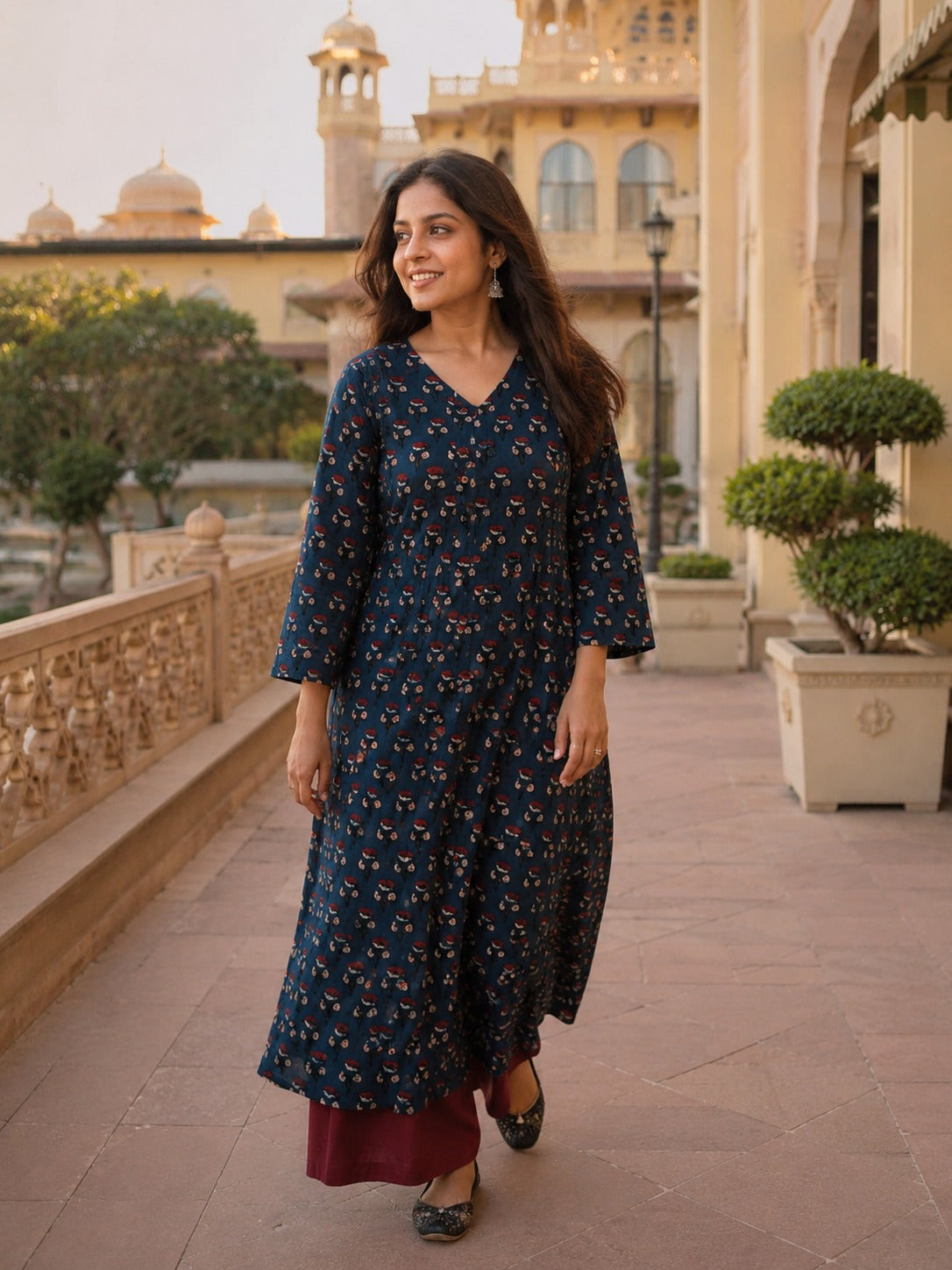 Designer Hand Block Printed Ajrakh cotton Kurta  - Size 38 to 48 ( all sizes)